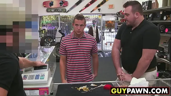 Watch Handsome guy given money to fuck two homo pawn shop workers energy Clips