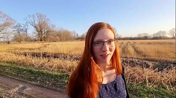 Redhead young woman undresses outside for the first time انرجی کلپس دیکھیں